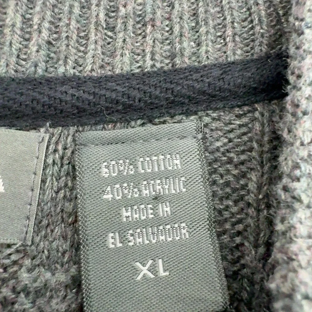 Oscar de la Renta Sweater Mens XL Grey Cotton Blend Knit Textured Vintage Style
